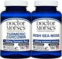 Doctor Morse Turmeric Curcumin 1950mg & Irish Sea Moss 1500mg Bundle - Gezamenlijke ondersteuning, Immune Boost, en algemene gezondheid met BioPerine en Bladderwrack FDA-geregistreerde, NSF-gecertifieerde 90 capsules