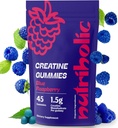 Creatine Monohydrate Gummies for Men and Women - Easy to Digest, Vegan, Gluten-Free, Non-GMO, 1.5g of Creatine per Gummy - 45ct (45 Count, Blue Raspberry)