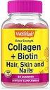 WellYeah Collagen with Biotin Gummies - Supports Skin, Hair, Nail Health, Joint Function, Bone Density, Muscle Growth, Cognitive Performance - Gluten Free, GMO Free - 60 Count