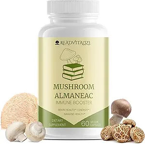 Mushroom Almaneac Nootropics Brain Support Supplement, Boosts Energy, Focus, Immune Support - met Lions Mane, Cordyceps, Turkije staart, Shiitake Paddenstoelen - 60 capsules