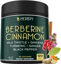 7in1 Premium Berberine en Ceylon Cinnamon voor gewichtsbeheersing, spijsvertering, hartgezondheid en immuunondersteuning - met Ginseng, kurkuma, gember, melkdistel & Black Pepper - 120 Vegan Capsules