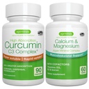 Algen Calcium & Magnesium Complex + Hoge Absorptie Curcumine C3 Complex, Vegan Bundle for Bones, Joints & Herstel van Oefening, door Igennus