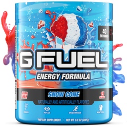 G Fuel Snow Cone Energy Drink Powder, Pre workout Cafeïne Mix voor Gaming, Suikervrije Focus Amino, Vitamine + Antioxidanten, 9.9oz (Snow Cone, 40 Servers)