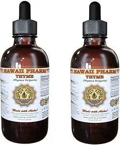 Thyme Liquid Extract, Organic Thyme (Thymus Vulgaris) Tinctuur, Kruidensupplement, Hawaii Pharm, Made in USA, 2x4 fl.oz
