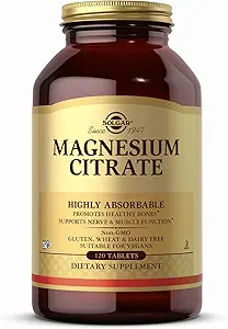 Solgar Magnesium citraat - 120 tabletten - Ondersteunt zenuw- en spierfunctie - Zeer absorbeerbaar - Niet-GMO, Veganistisch, Glutenvrij, Kosjer - 60 porties