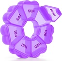 Large Weekly Pill Organizer, Pill Box 7 Day, KAPENS Daily Vitamin Case Large Capacity Compartments, Pill Containers for Fish Oil Medicine Supplements, Purple