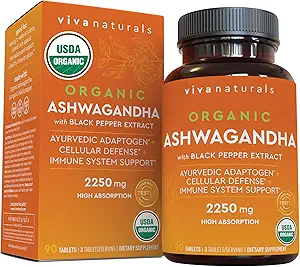 Biologische Ashwagandha Supplement met zwarte peper - Inclusief 2250 mg Ashwagandha Wortelpoeder & Organic Black Pepper for Superior Absorptie (90 tabletten), Antioxidant & Immuun Support