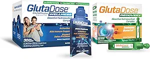 GlutaDose Ultimate Immune Boost & Daily Detox Bundle, Cold & Flu Recovery, Immune & Energy Support, Glutathion, Astragalus, Echinacea, Acerola (1.000 mg Blend), Selenium, Zink, Liquid Supplementen