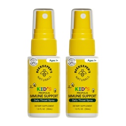 Beekeeper's Naturals Kids Propolis Throat Spray 95% Bee Propolis Extract - Natural Immune Support & Sore Throat Relief, Antioxidants & Gluten-Free, 1.06 oz (Pack of 2)