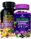 Sea Moss Capsules + Gummies Bundle, 60 Irish Sea Moss Gummies + 120 Ocean Wild SeaMoss Capsules met vitamines en mineralen