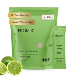 ProMix Nutrition Electrolytes Powder Packets - Suikervrij, Zero Calorie, Stevia Gratis, Vasten vriendelijk, Natuurlijke Himalaya Pink Salt - Lemon Lime - 30 Servers (Pack van 30)