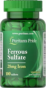 Puritan's Pride Iron Ferrous Sulfate 28 mg-100 tabletten
