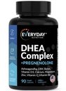 DHEA Micronized 200mg Complex met Pregnenolone 100mg Supplement voor mannen & vrouwen met Ashwagandha, DIM, Magnesium, Boron, Calcium, Zink, Vitamine D3, C en B6 Hormone Ondersteuning - Made in USA 90 Capsules