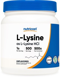 Nutricost L-Lysine Poeder 500 Gram - Pure L-Lysine, Non-GMO, Glutenvrij