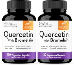 Sandhu's Quercetine met Bromelain Vegetarian Capsules Supplementen 120 Tellen (pakket van 2) 