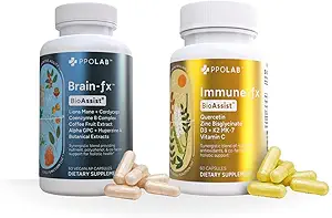 BioAssist® Brain-fx Nootropic Energizing Mind Memory Focus Brain Support, en Immune-fx, Immune Support Supplement, Long Long Supplement, Clean Certified®, Non-GMO
