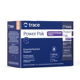 Trace Minerals Power Pak Multivitamine en Multimineral Packets - Electrolyte Support - 1200 mg Vitamine C Plus 70 Concord Grape Flavor - 30 Packets