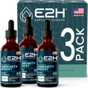 E2H Advanced Immune Defense Supplement - All-Natural Immune Booster - Immune Support Supplements Drops - Bevat Holy Basil, Papaya Bladeren en Red Banded Polypore - Non-GMO, Vegan - (3 flessen)