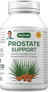 ANDREW LESSMAN Prostate Support Supplement voor de gezondheid van mannen, 360 Softgels, Geen additieven - Saw Palmetto voor mannen, pompoenzaadolie, Lycopeen, Omega-3 voor prostaatgezondheid, urine, blaasfunctie