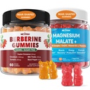 2Pack Berberine supplement Gummies 1500mg + 2Pack Magnesium Malate met CoQ10-100mg Gummies