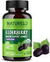 NATURELO Vlierbessen Gummies Immune Ondersteuning met Sambucus Vlierbessen + Vitamine C + Zink Certified Biologische, 60ct