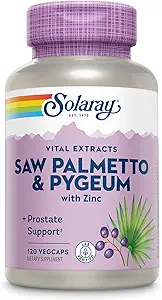SOLARAY Saw Palmetto en Pygeum - Saw Palmetto voor mannen en Pygeum Bark - met zink, vitamine B6, pompoenzaad en aminozuren - Prostaatsupplementen voor mannen w/Beta Sitosterol, 30 porties, 120 VegCaps