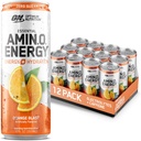 Optimale voeding Amino Energie Sparkling Hydration Drink, Elektrolyten, Cafeïne, Aminozuren, BCAA's, Suikervrij, Oranje Blast, 12 Fl Oz, 12 Pack (Verpakking mei Vary)