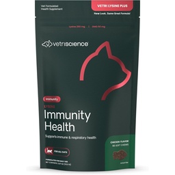 VetriScience Lysine Immunity Health Chews, 250 mg Lysine Plus Immuun Supplement voor Katten en Kittens met Allergieën, niezen, Runny neus en waterige ogen, Kip, 90 Tellen