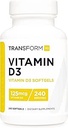 TransformHQ Vitamine D3 5000 IE (125 mcg) 240 Softgels - Vitamine D Supplement, Glutenvrij, Non-GMO