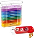 ABSOK Weekly Stapelbare pil Organizer,4 keer Een dag pil Organizer Box Morgen, middag, avond, en bedtijd,7 Stapelbare afdelingen