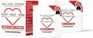 High Level Science CoQ10, Omega-3, Vitamine E, Cardioloog Geformuleerd voor Hart + Lichaam + Geest Gezondheid, DHA/EPA, Antioxidant voor Energie, Superior Bio available Fish Oil, Glutenvrij, 60 Softgels - 2 Pack