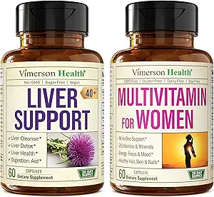 Liver Cleanse Detox & Repair Milk Thistle Supplement for Adults Over 40 & Multivitamin for Women