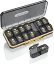 Pill Organizer 2 Times A Day, 7 Day Am Pm Pill Box - Acedada Weekly Pill Organizer Twice A Day, Portable Removable Daily Medicine Container Dispenser Case for Vitamin Fish Oil Supplement, Black Grey