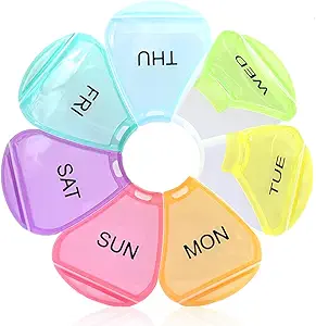 Wekelijkse pil Organizer 7 Dag, Grote Dagelijkse pil Cases, pil Box, pil houder, pil Dispenser, Travel pil Organizer voor Vitaminen, Visolie, Supplementen (kleurrijk)