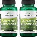Swanson Quercetin & Bromelain-Promote Respiratory Health Support-Aid Seasonal Immuun System Health-Support Cholesterol Levels Al w/i Normal Range 100 Caps (250mg Quercetin/78mg Bromelain) 2 Pack