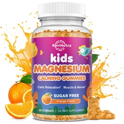 Kalm Magnesium Gummies for Kids - Magnesium Glycinate Supplement for Sleep, Brain, Immune & Bone Health - Great Proefing Magnesium Gummies for Kids & Adults - Vegan Sugar Free Orange 60ct