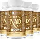 1500 MG Liposomal NAD+, 98% + Absorptie, NAD+ Supplement voor vrouwen en mannen met TMG, voor Veroudering Verdediging, Cellular Energy, Hart & Hersenfunctie, Levensduur, 240 Softgels