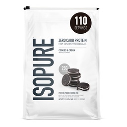 Isopure Zero Carb 100% Pure Wei Isolaat Proteïne Poeder, Lactosevrij, Glutenvrij, met Vitaminen, Cookies & Crème, 25g Proteïne Per Server, 7,5 Lbs, 110 Servers (Verpakking mei Vary)