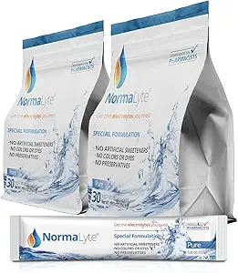NormaLyte Orale Rehydratatie Zouten-2 Zakken - 60 Sticks (Yields 500ml per Pack)-Pure