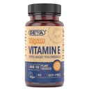 DEVA Vegan Vitaminen Natuurlijke Vitamine E 400IE met gemengde tocoferolen, ondersteunt het immuunsysteem en huidvoeding, natuurlijke antioxidant en glutenvrij, zuivelvrij, niet-GMO, 90 capsules