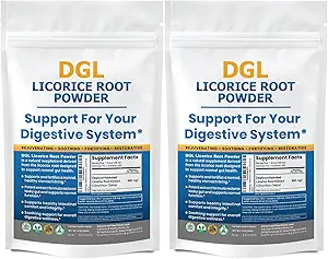 DGL Licorice Supplement: Ondersteunt spijsverteringsgezondheid, Gut Lining Support, DGL Poeder voor Wellness, Licorice Root Extract Powder, 140 Servers (2-pack)