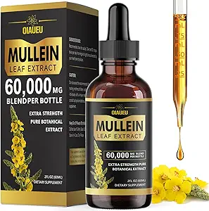 Mullein druppels voor longen, natuurlijke Mullein bladextract, ademhalingsondersteuning & Lung Cleanse Herbal Supplement, Vegan - 2 fl oz