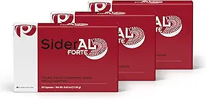 SiderAL Forte Iron Supplement en vitamine C voor vrouwen en mannen - Premium Iron Supplement for Iron Deficency and Anemia Support - High Absorptie - Voorzichtig op de maag - Niet-constipatie - 90 Caps