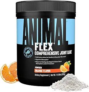 Animal Flex Powder - Joint Support Supplement voor pijnbestrijding, reparatie en het herstellen van spieren met kurkuma, Glucosamine, Chondroitin, MSM, Collagen en Boswellia, Grote Proeverij sinaasappelsmaak, 30 scoops