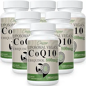 Liposomale CoQ10 800mg Ubichinol Softgel, Max Absorptie Ubichinol Co-enzym Q10, Ubichinol CoQ10 Supplement voor Antioxidant, Hartfunctie en Energieproductie, Pure CoQ10 800mg, 360 Vegan Softgels