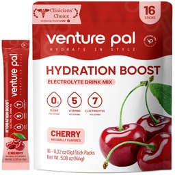 Venture Pal Sugar Free Electrolyte Powder Packets - Liquid Daily IV Drink Mix for Rapid Hydration & Party Recovery 5 Vitaminen & 7 Elektrolyten . Keto Friendly 