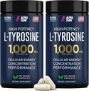 [2 Pack] L-Tyrosine 1000MG Capsules - Natural L Tyrosine Supplement for Kids & Adults - Energy Boost and Brain Supplement - 2x de potentie van L-Tyrosine 500mg capsules - 300 Vegan LTyrosine Capsules