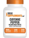 BulkSupplements.com Cayenne Pepper Capsules - Cayenne Pepper 40000 HU, Capsaicin Supplementen, Cayenne Pepper Supplementen - Glutenvrij, 1 capsule per portie, 240 Veg Capsules (verpakking van 1)