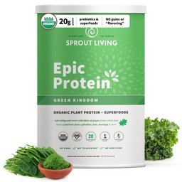 Sprout Living Epic Protein, Plant Based Protein & Superfoods Powder, Green Kingdom 