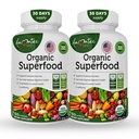 Biologische Superfood Greens Fruit en groenten Complex - Dieetsupplement met 14 Groenen &14 Groenten met Alfalfa Rijk aan Antioxidanten Biologische Ingrediënten Non-GMO (120 Count Pack of 2)
